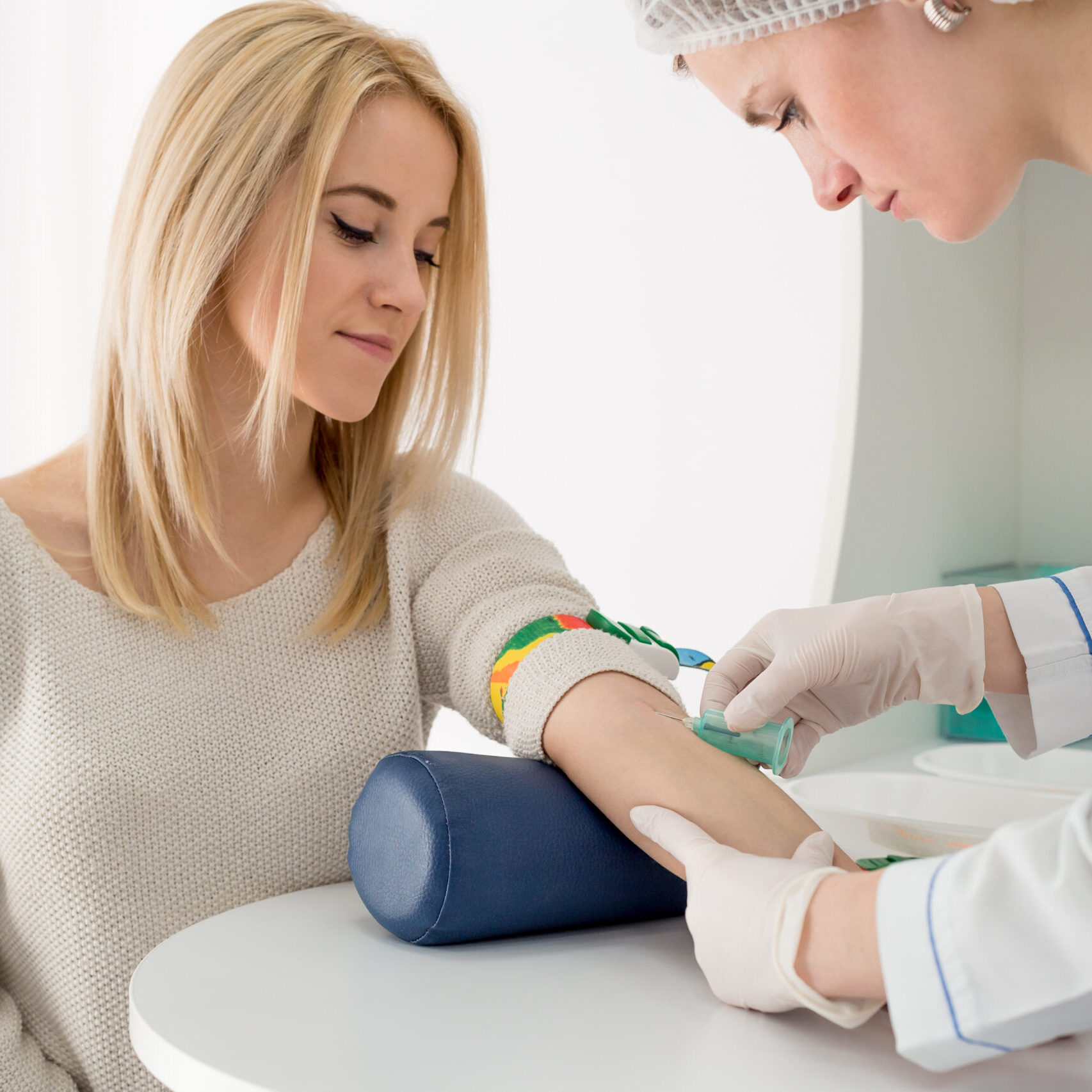 Preparation,For,Blood,Test,With,Pretty,Young,Blond,Woman,By